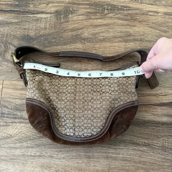 COACH Vintage Y2K Mini Soho Crescent Hobo Shoulder Bag Brown Tan Monogram VGUC - Picture 17 of 17